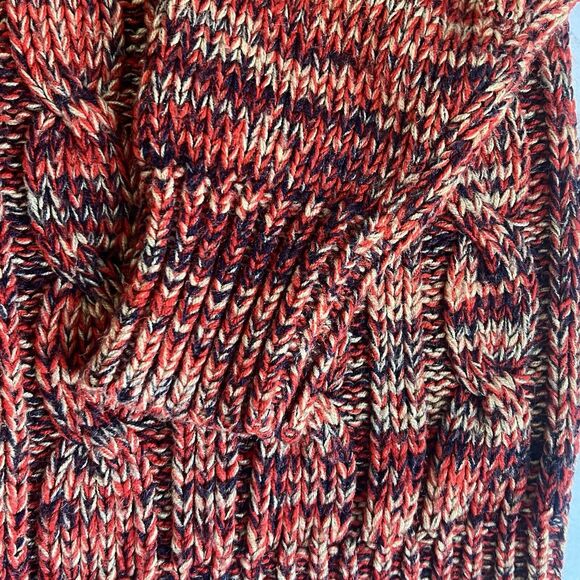 Vintage Cable Knit Acrylic Cardigan Sweater Chunky Fisherman Women's Large Red - Picture 11 of 16